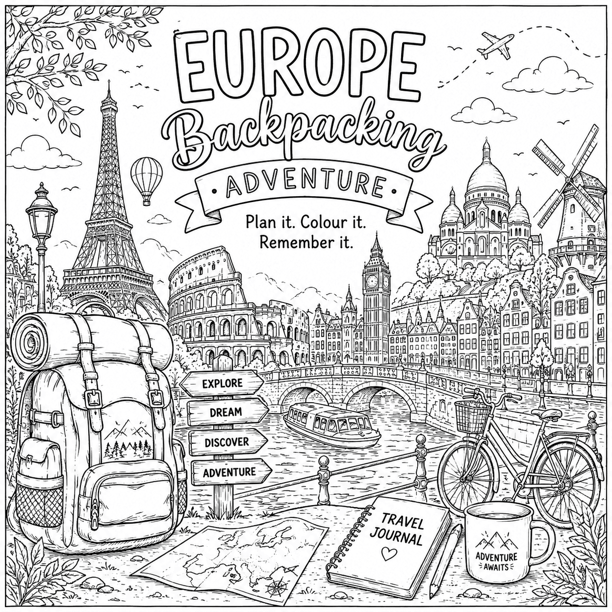 Europe Backpacking Adventure journal cover